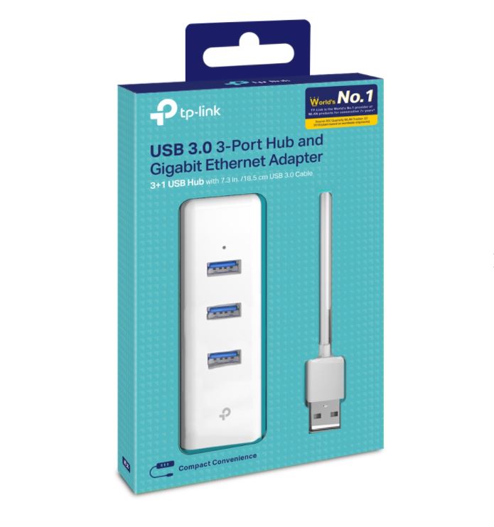 TP-link UE330 USB3.0 3-Ports Hubs &amp; Gigabit Lan Card - White