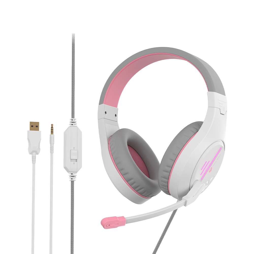 Meetion MT-HP021 Gaming Headset - 3.5mm Audio / USB RGB / White + Orange