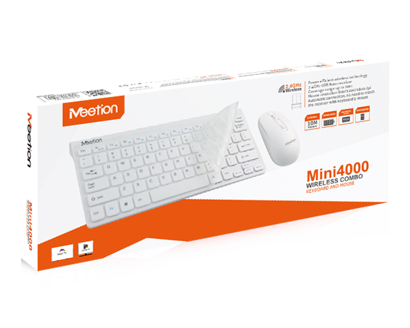 Meetion Mini4000 Wireless Multimedia Combo - Mouse &amp; Keyboard / for SmartTV, TVBox / Android / Windows / White