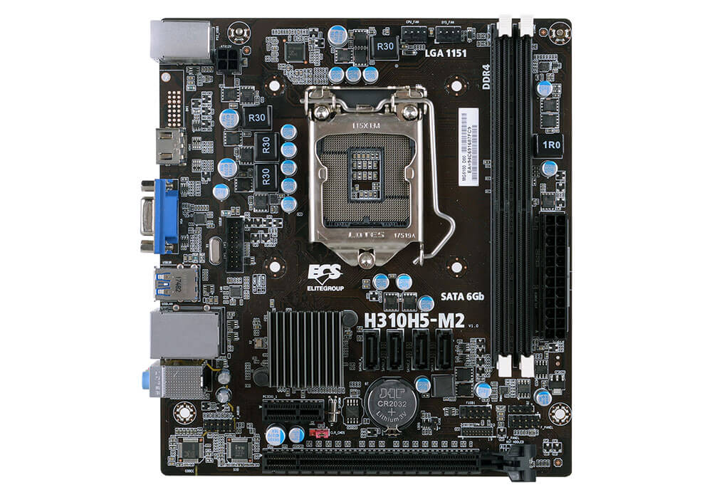 ECS H310H5-M2 Motherboard - LGA1151 / 8a Gen / DDR4 / HDMI, VGA / 4*SATA / Intel HD Graphics