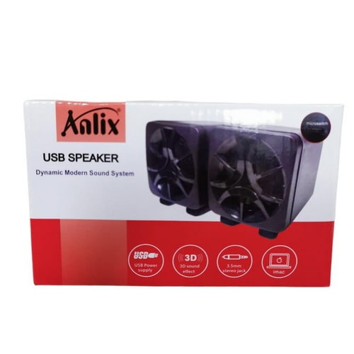 Anlix AN-06 Multimedia USB Powered Speaker - 3.5mm / 2.0 Channel Stereo / 3Watts / Black