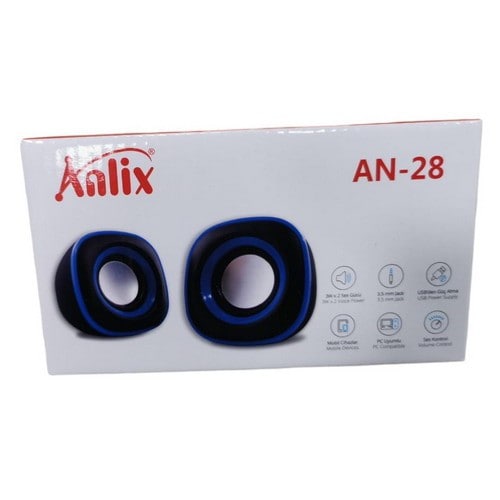 Anlix AN-28 Multimedia USB Powered Speaker - 3.5mm / 2.0 Channel Stereo / 3Watts / Black
