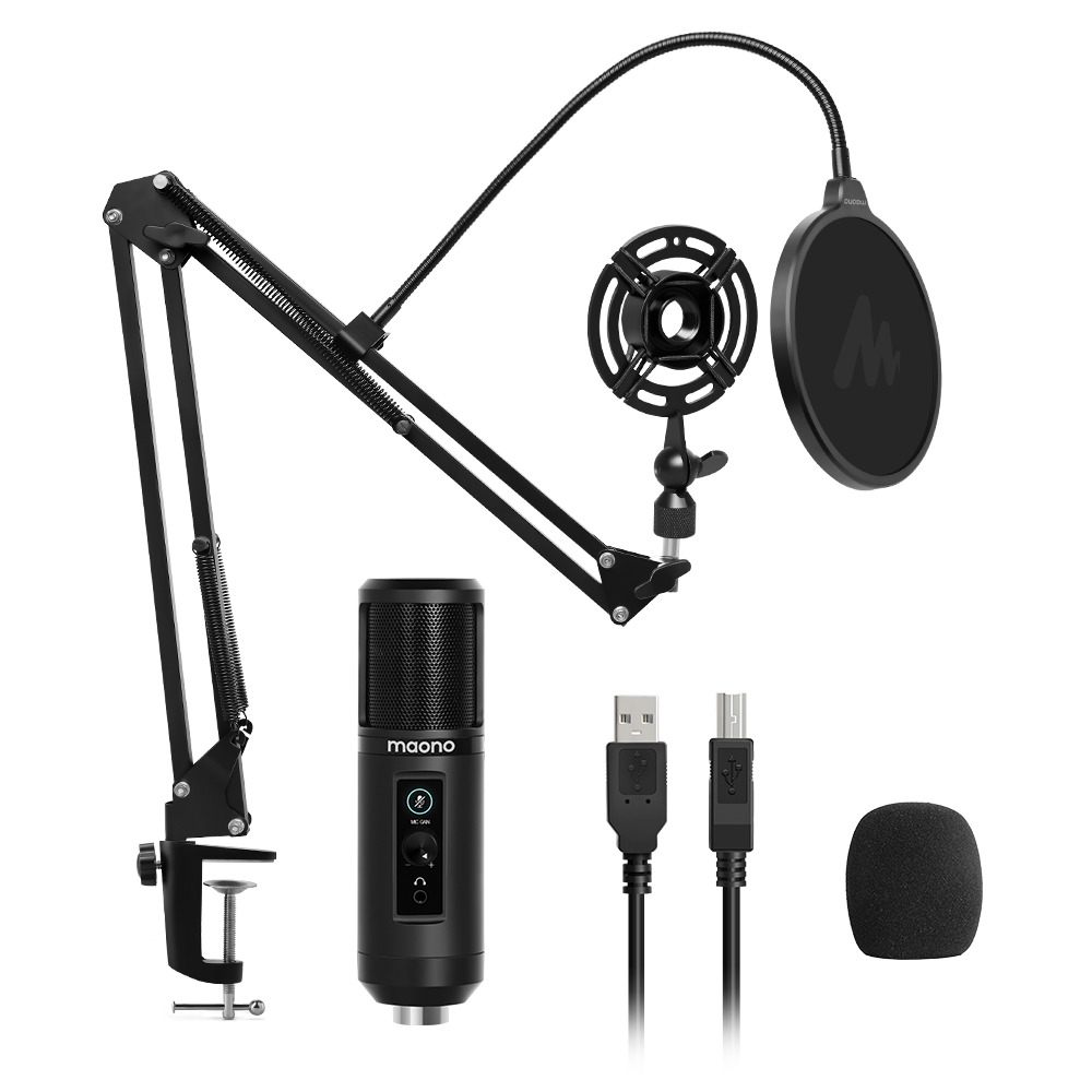 Maono AU-PM422 Professional Set for Podcasting + USB Microphone / Black