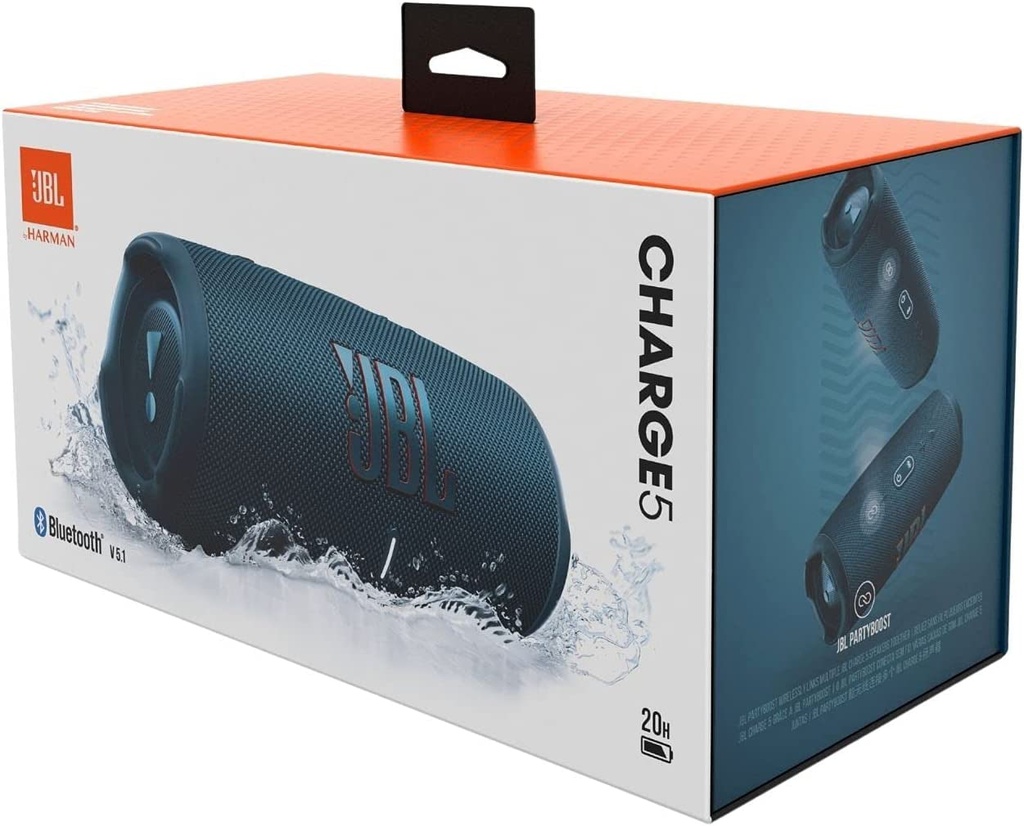 JBL Charge 5 Waterproof Portable BlueTooth Speaker - Bat 7500mAh / USB / Blue