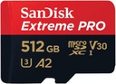 Sandisk Extreme Pro - MicroSDXC Memory 512GB / UHS-I U3 / Class10 / With Adapter