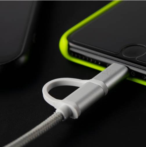 KLIP KAC-210BK - 2 in 1 Micro-Usb Cable with Lightning Connector - Black
