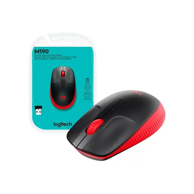 Logitech 910-005904 Wireless Mouse M190 / 2.4GHz / Red