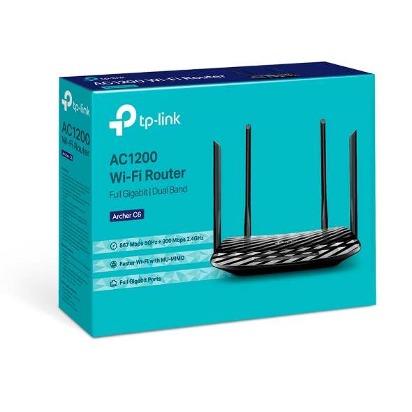 Tp-Link Archer C6 Wireless Router Gigabit MU-MIMO - Dual Band / AC1200 / Black