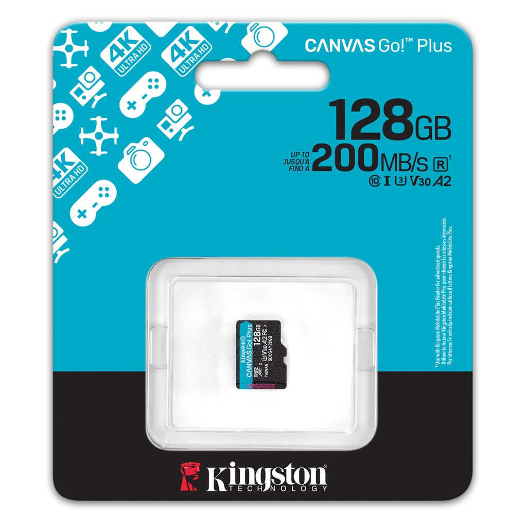 Kingston MicroSD 128GB Canvas Go Plus / Con Adaptador / Negra