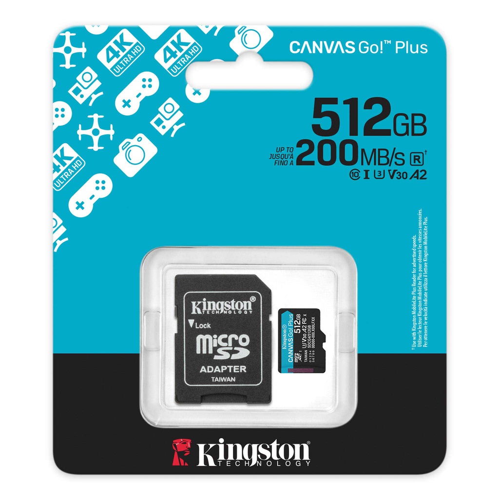 Kingston MicroSD 512GB Canvas Go Plus / With Adapter / Black