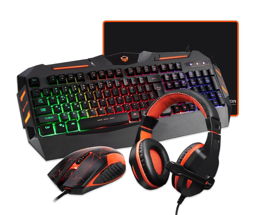 Meetion C500 Combo Gamer - Auriculares, Mouse, Teclado, Mouse Pad / Negro