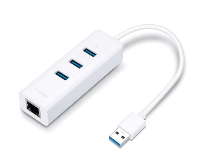 TP-link UE330 USB3.0 3-Puertos Hubs &amp; Tarjeta de Red Gigabit - Blanco