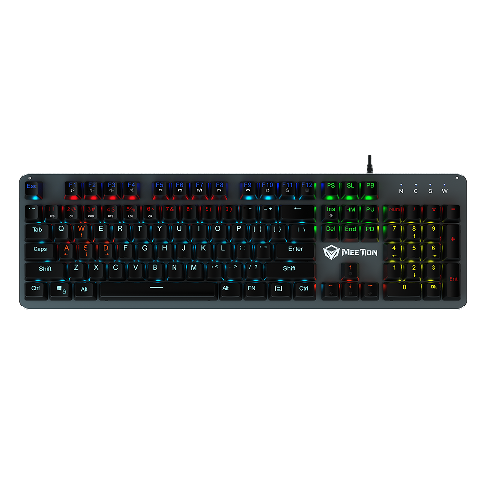 Meetion MK007 Rainbow Backlit  Mechanial Gaming Keyboard - USB / LED / Black
