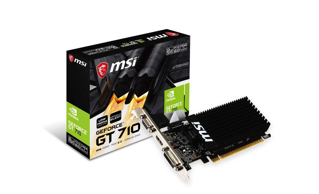 MSI GPU GeForce GT710 2GB LP OC Tarjeta de Video - 2GB GDDR3 / 64-Bit / PCIe 2.0 / 1 x HDMI , 1 x DP