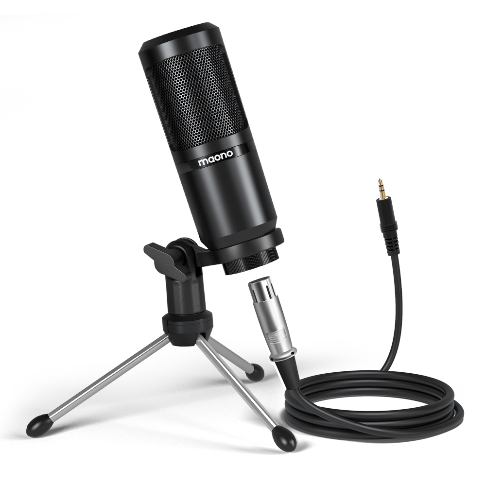 Maono AU-PM360TR - Recording Microphone kit with XLR-to-3.5mm / Black