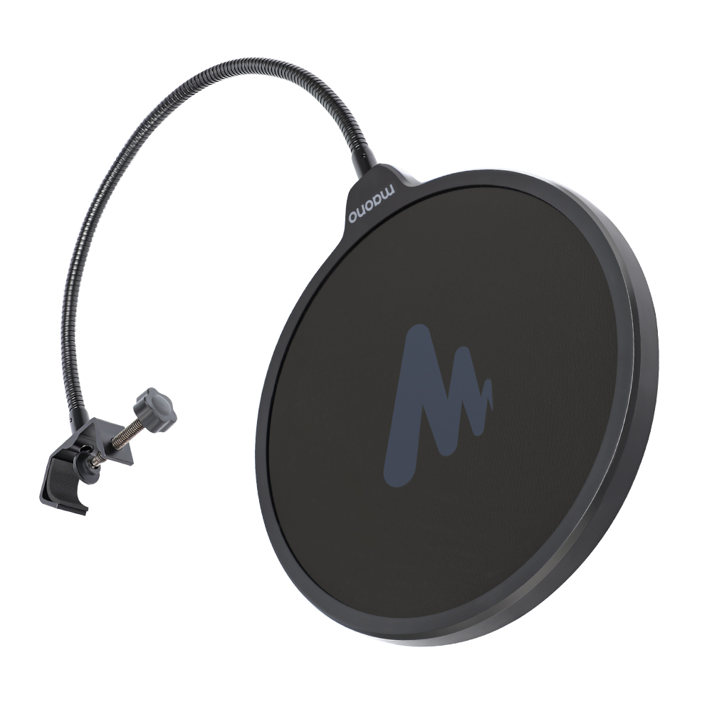 Maono AU-PF150 - Microphone Pop Filter Wind Mask Shield Screen Set with flexible 360 ​° stabilization arm / Black