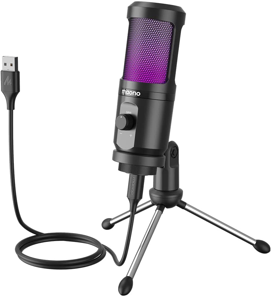Maono AU-PM461RGB - USB Gaming Microphone / 1x Tripod / 1x Foam / Black