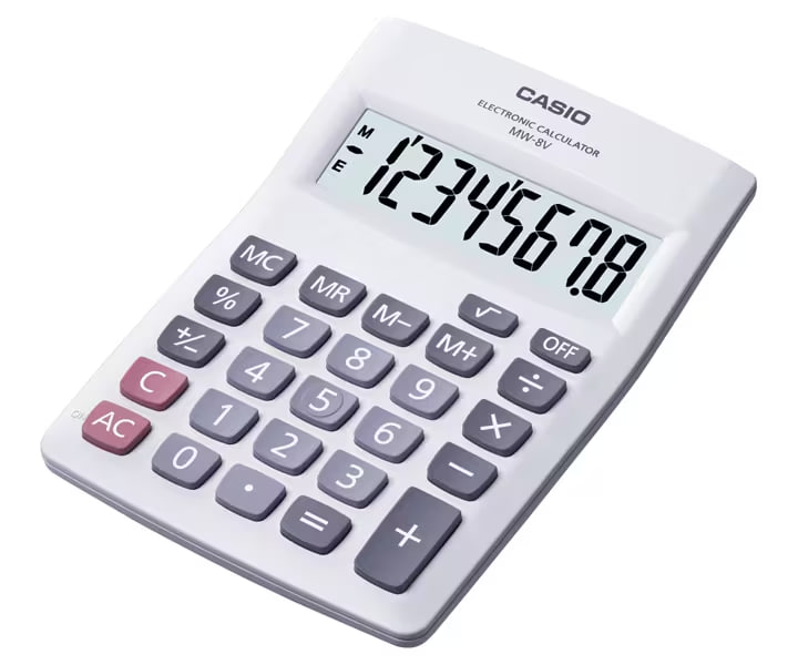 Casio MW-8V - Calculadora Compacta / Blanco