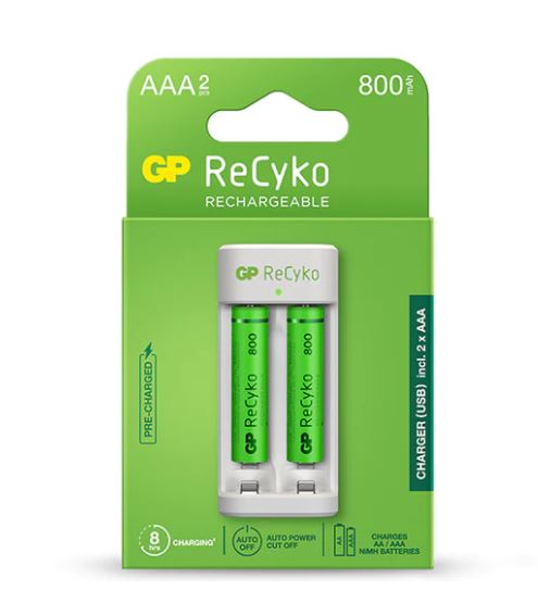 GP AA ReCyko Rechargeable 1300mAh 2 PAK With Charger 