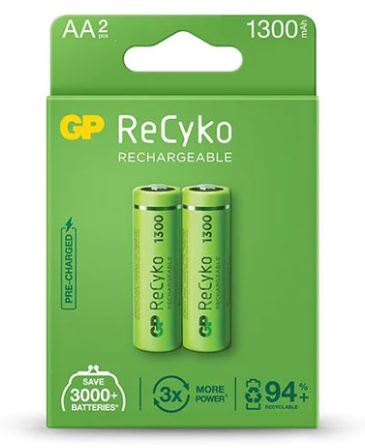 GP AA ReCyko Rechargeable 1300mAh 2 PAK 