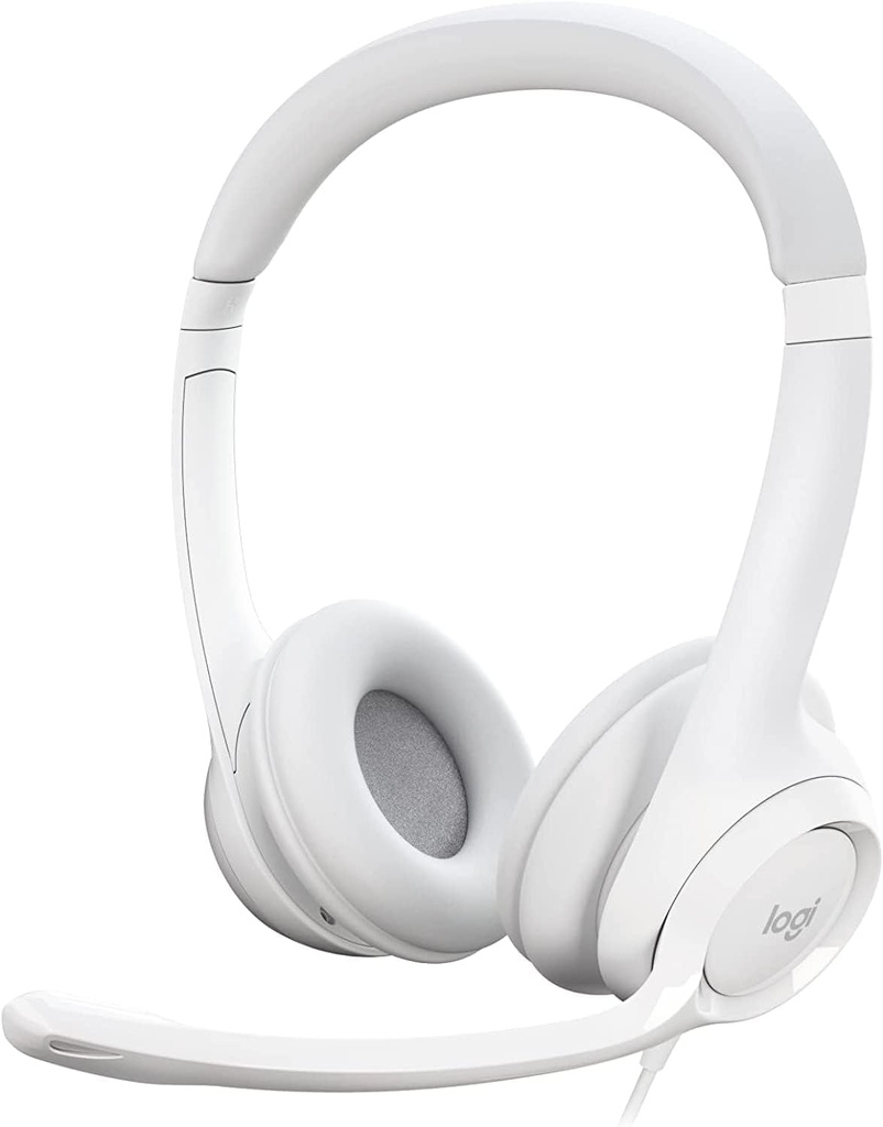 Logitech H390 Headset with Microphone - USB / In-Line Controls / White