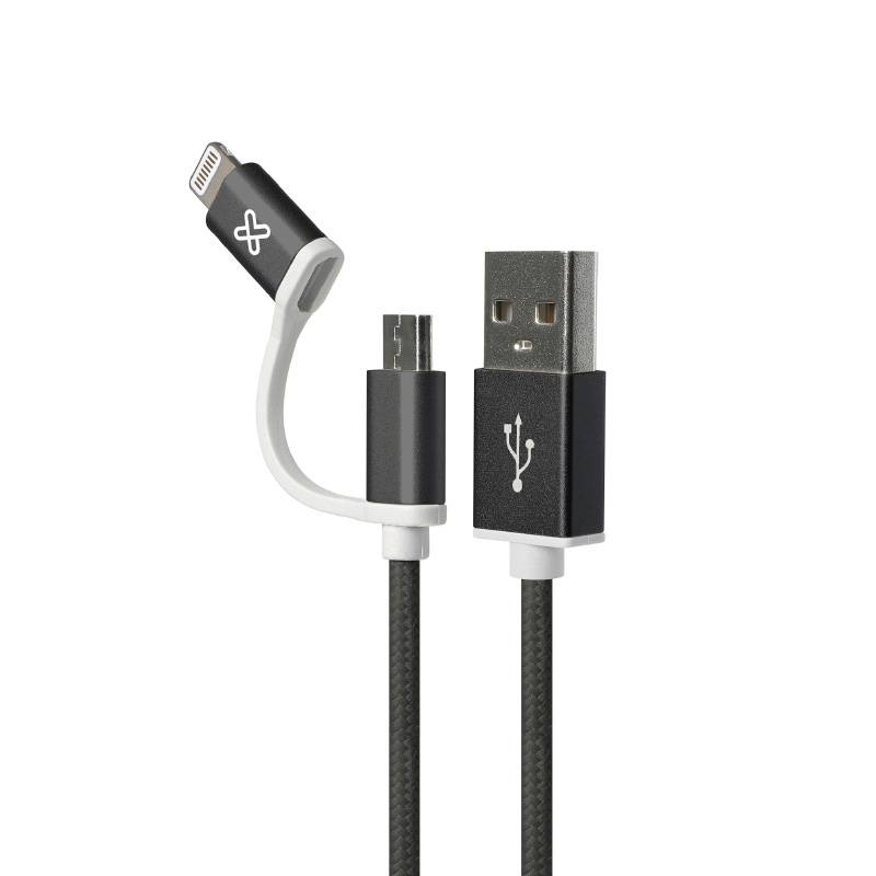 KLIP KAC-210BK - 2 in 1 Micro-Usb Cable with Lightning Connector / Black