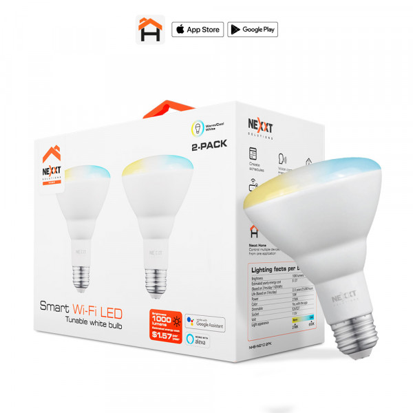 Nexxt NHB-W2102PK - Smart LED Bulb / 2PK / RGB / Wifi / 110V / White