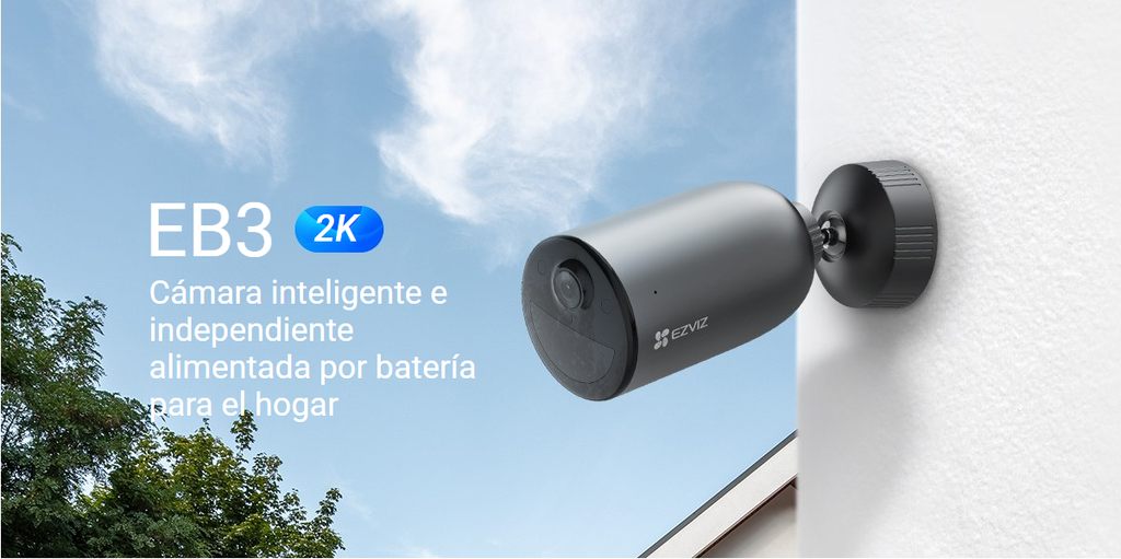 Ezviz EB3 Cámara Smart Wifi Hogar - Cámara inteligente e independiente alimentada por batería para el hogar / 2K / Negro