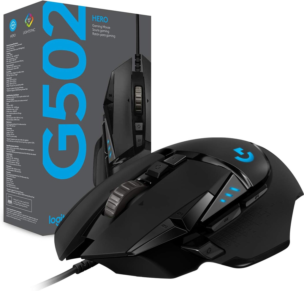 Logitech G502 Hero Wireless Gaming Mouse / USB / RGB / Black