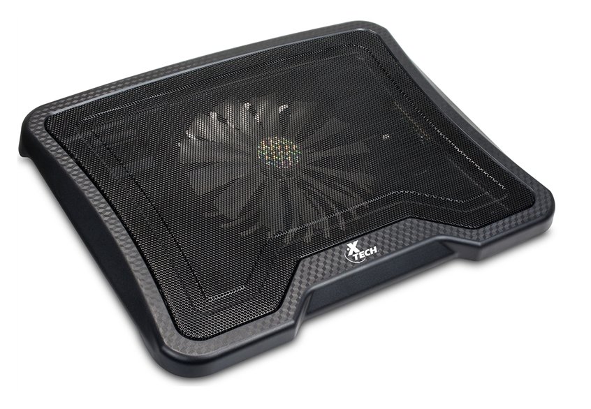 Xtech XTA-150 - Cooling Pad De Aluminio Para Laptop con Abanico / Hasta 14&quot; / 2x USB / Negro