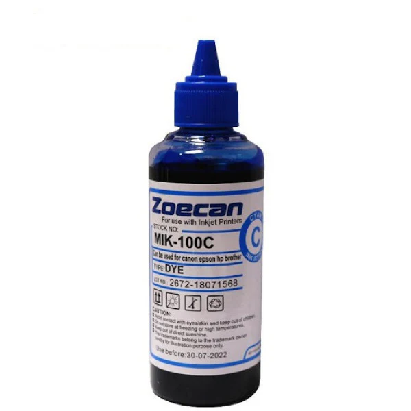 Zoecan MIK-100C Printer Universal Ink - Cyan - 100ml