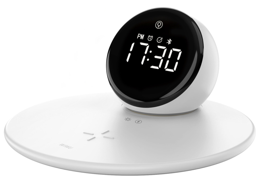 WIWU WI-W017 15W WIRELESS CHARGER WITH DIGITAL ALARM CLOCK AND BLUETOOTH SPEAKER- WHITE