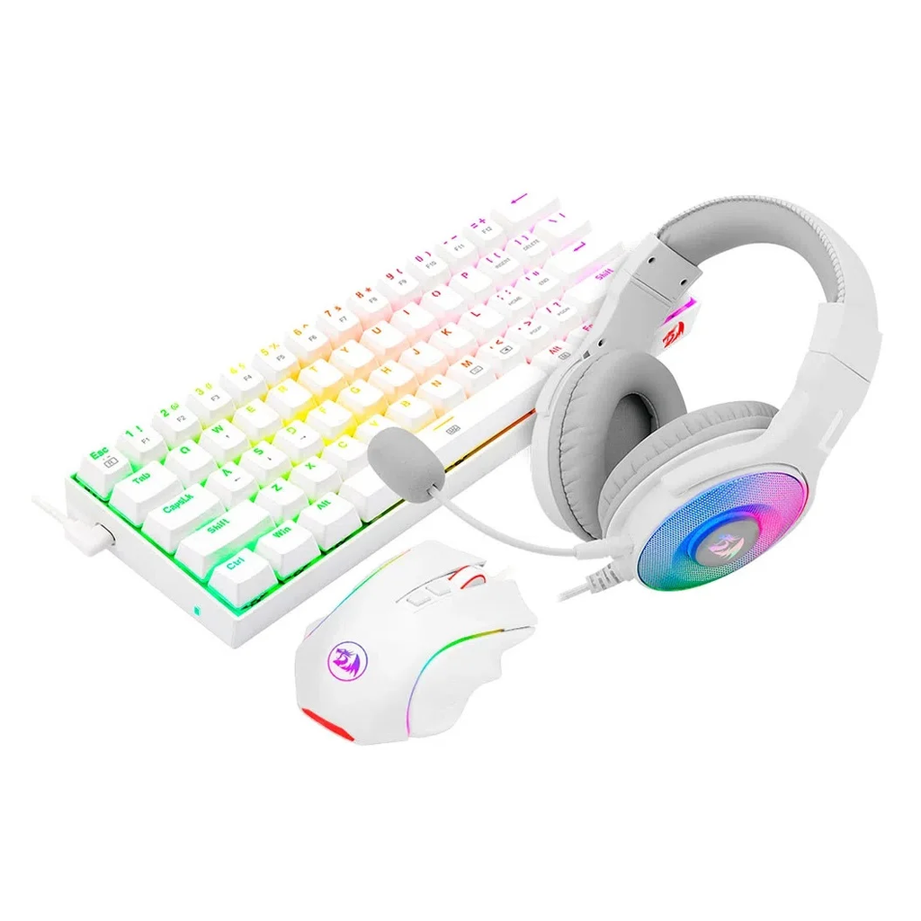 REDRAGON S129W Gaming Essential Mecánico Combo 3-en-1 / Teclado, Mouse, Auriculares y Mousepad