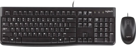 Logitech MK120 Combo Teclado y Mouse Estánard, USB, Inglés , Negro