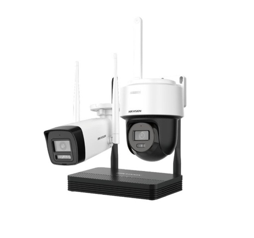 [HIK-NVR-KIT-NKS424W03H-WH-425] Hikvision NKS424W03H - Kit de NVR + cámara bala de 4 MP + cámara PTDome WiFi - Soporta hasta 512GB SSD
