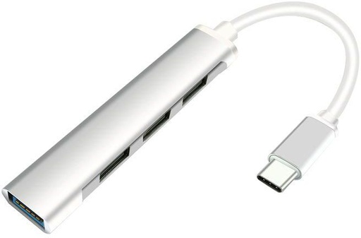 [GER-NET-HUB-C430-SV-221] Genérico USB Hub Portable - Tipo C a 4*USB3.0 / Plata