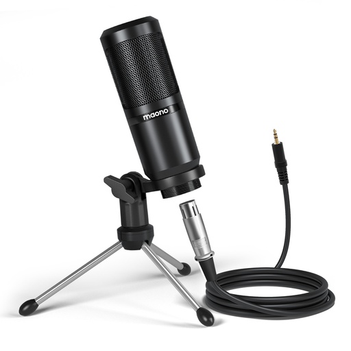 [MNO-HYM-MIC-AUPM360TR-BK-421] Maono AU-PM360TR - Kit de micrófono de grabación con cable XLR a 3,5 mm / Negro