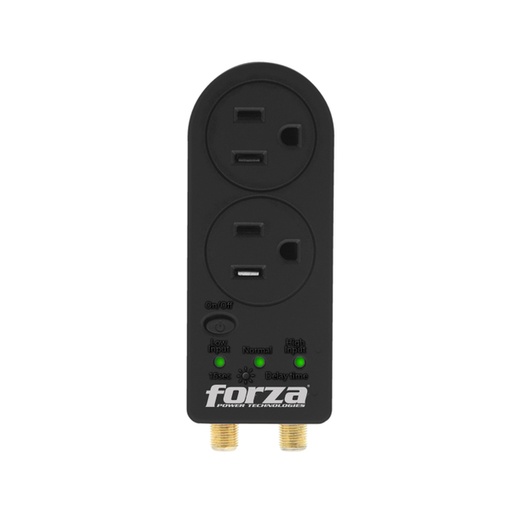 [FOR-UPS-AVR-FVP0200C-BK-320] Forza Zion-2K30 FVP-0200C Voltage Protector - 2 outputs / 1400J / 120V / NEMA / Black