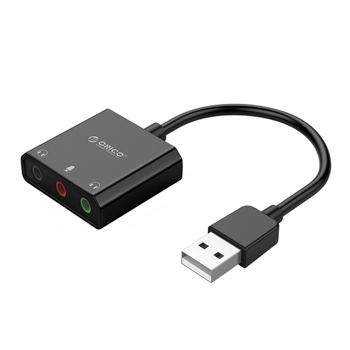 [ORI-MSC-ADP-SKT3BKBP-BK-421] ORICO SKT3 Adaptador de Sonido USB - Mic &amp; Auriculres / Negro