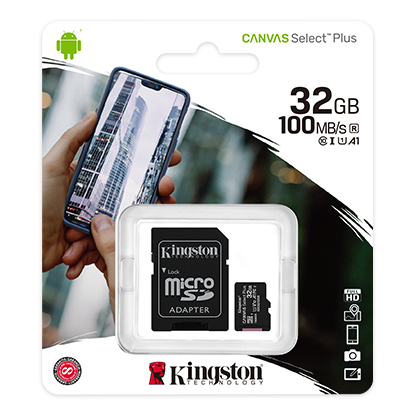 [KIN-MEM-MSD-SDCS232-BK-122] Kingston Canvas Select+ MicroSD de 32GB - Con adaptador