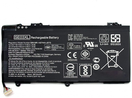 [HPE-BAT-NBK-SE03XL-BK-122] HP Batería SE03XL Li-Lion para laptop