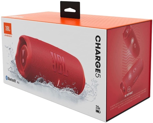 [JBL-SPK-ECL-CHARGE5-RD-222] JBL Charge 5 Waterproof Portable BlueTooth Speaker - Bat 7500mAh / USB / Red