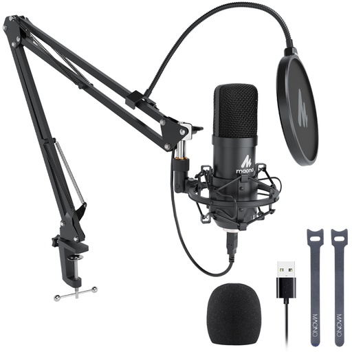 [MNO-GAM-MIC-A04-BK-222] Maono AU-A04 Kit de Micrófono y Podcasting Profesional / USB / Negro