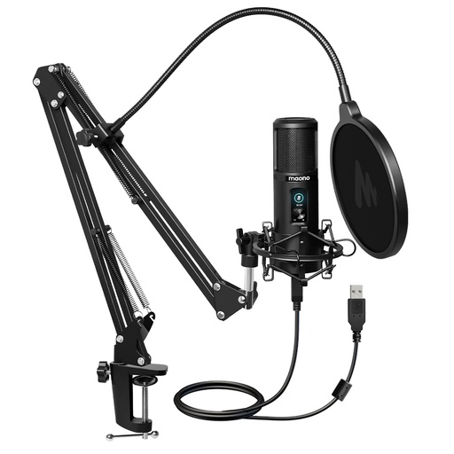 [MNO-GAM-MIC-PM421-BK-222] Maono AU-PM421 Professional Podcasting and Streaming Microphone Set / USB / Black