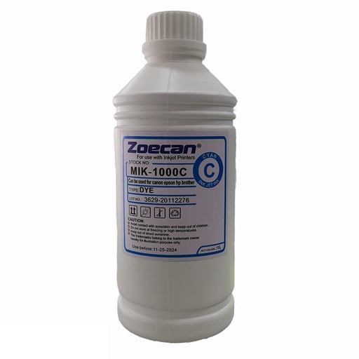 [ZOE-INK-CON-MIK1000C-NA-422] Zoecan MIK-1000C Tinta Universal 1000ml - Cyan