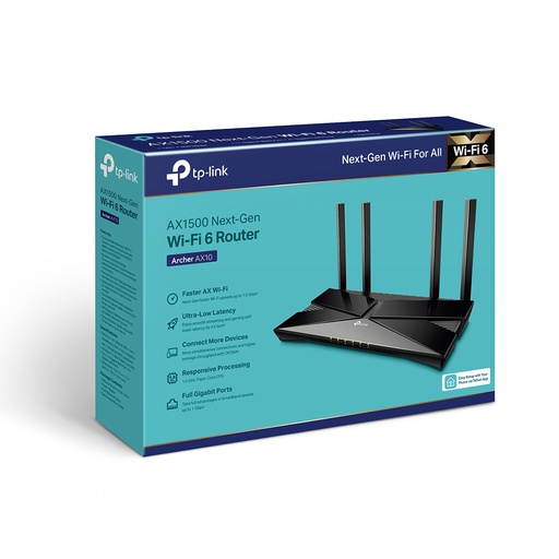 [TPL-NET-ROU-ARCHERAX10-BK-420] TP-LINK Archer AX10 V1.20 Router Inalámbrico de Wi-Fi 6 Doble Banda AX1500