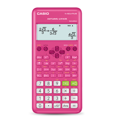 [CAS-MSC-ACC-FX82laPLUS2-BK-223] Casio Fx-82LA Plus 2da Ediciòn 252 Funciones - Calculadora Científica / Rosada