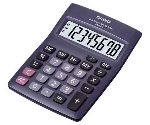 [CAS-MSC-ACC-MW8VB-BK-123] Casio MW-8V - Calculadora Compacta / 8 Dígitos /Negro