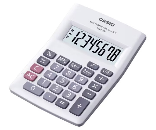 [CAS-MSC-ACC-MW5VW-WH-123] Casio MW-5V - Mini Calculator / White