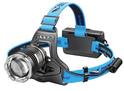 [GNC-MSC-ACC-K227A-BK-223] SMILING SHARK HeadLamps LED Warm Light - Rechargeable Battery - Adjustable Beam